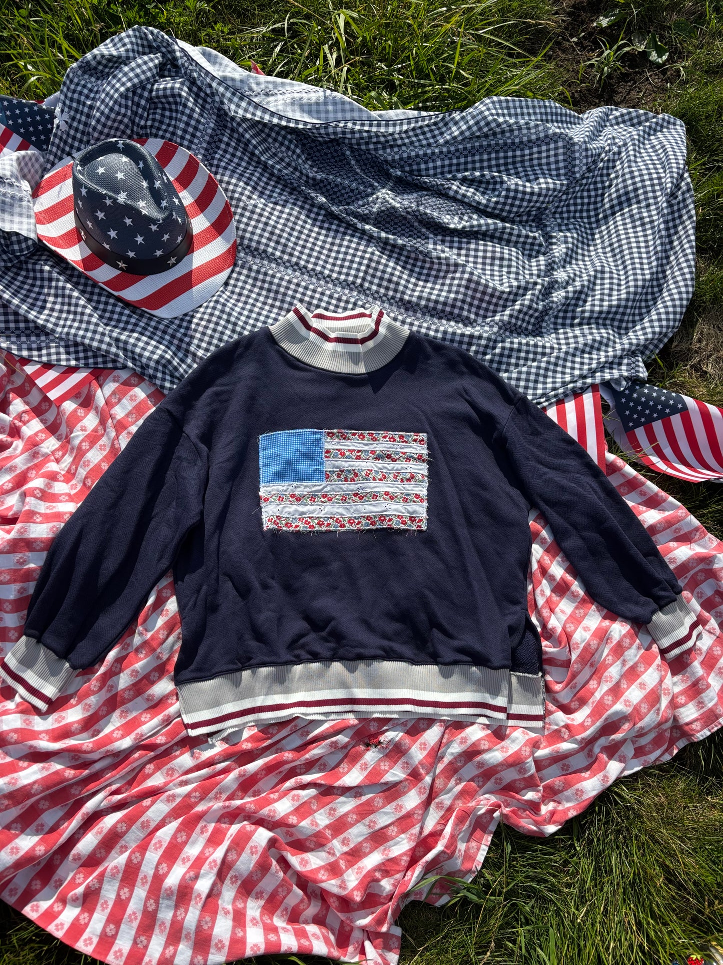 Quilted Flag Mockneck - MEDIUM