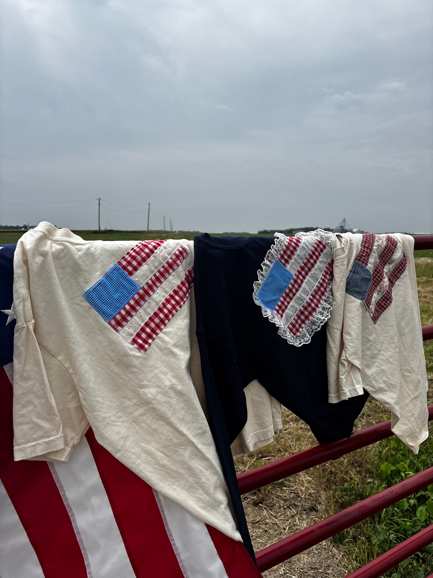 Quilted Flag Tee - CREAM