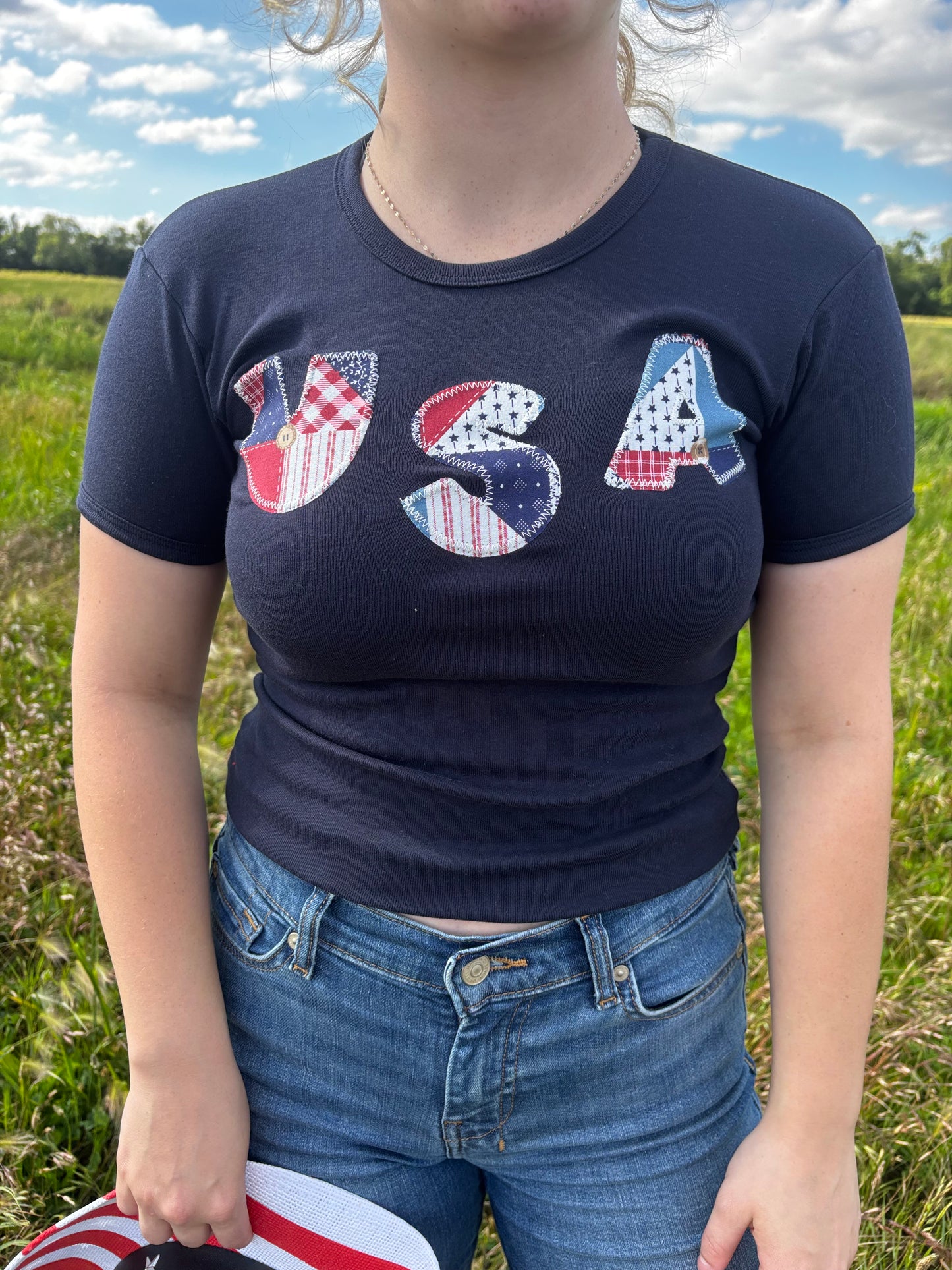 USA baby tee - navy