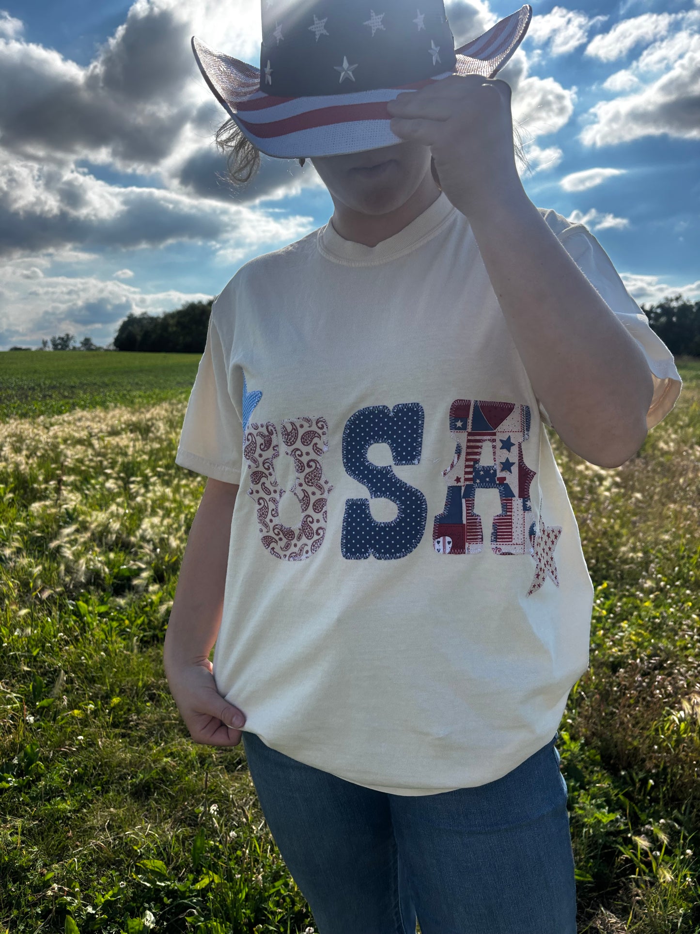 USA tee - Cream