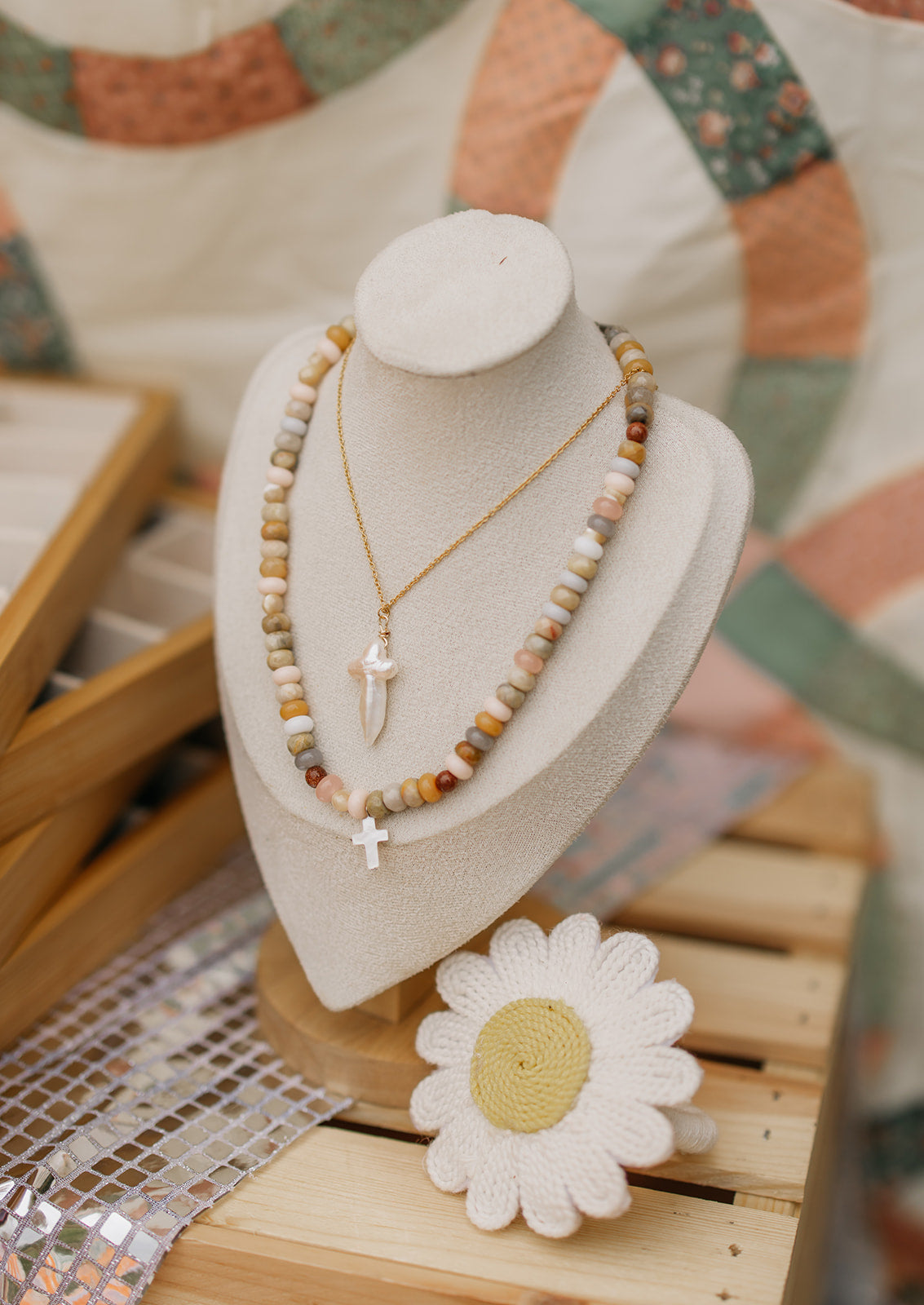 Saltwater Pearl Cross Necklace