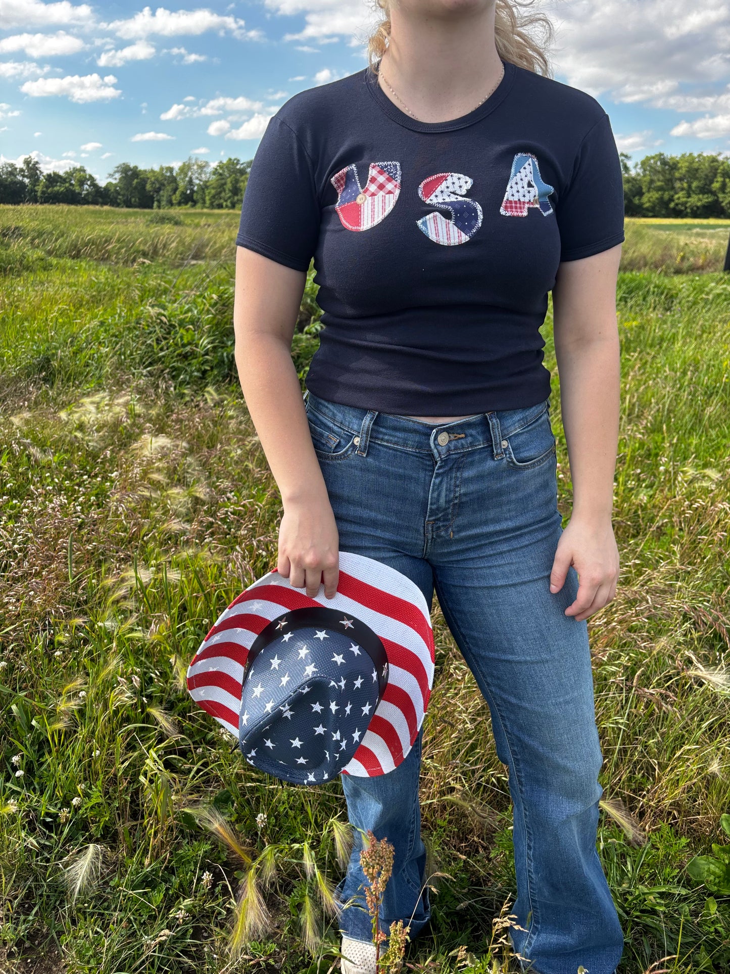 USA baby tee - navy