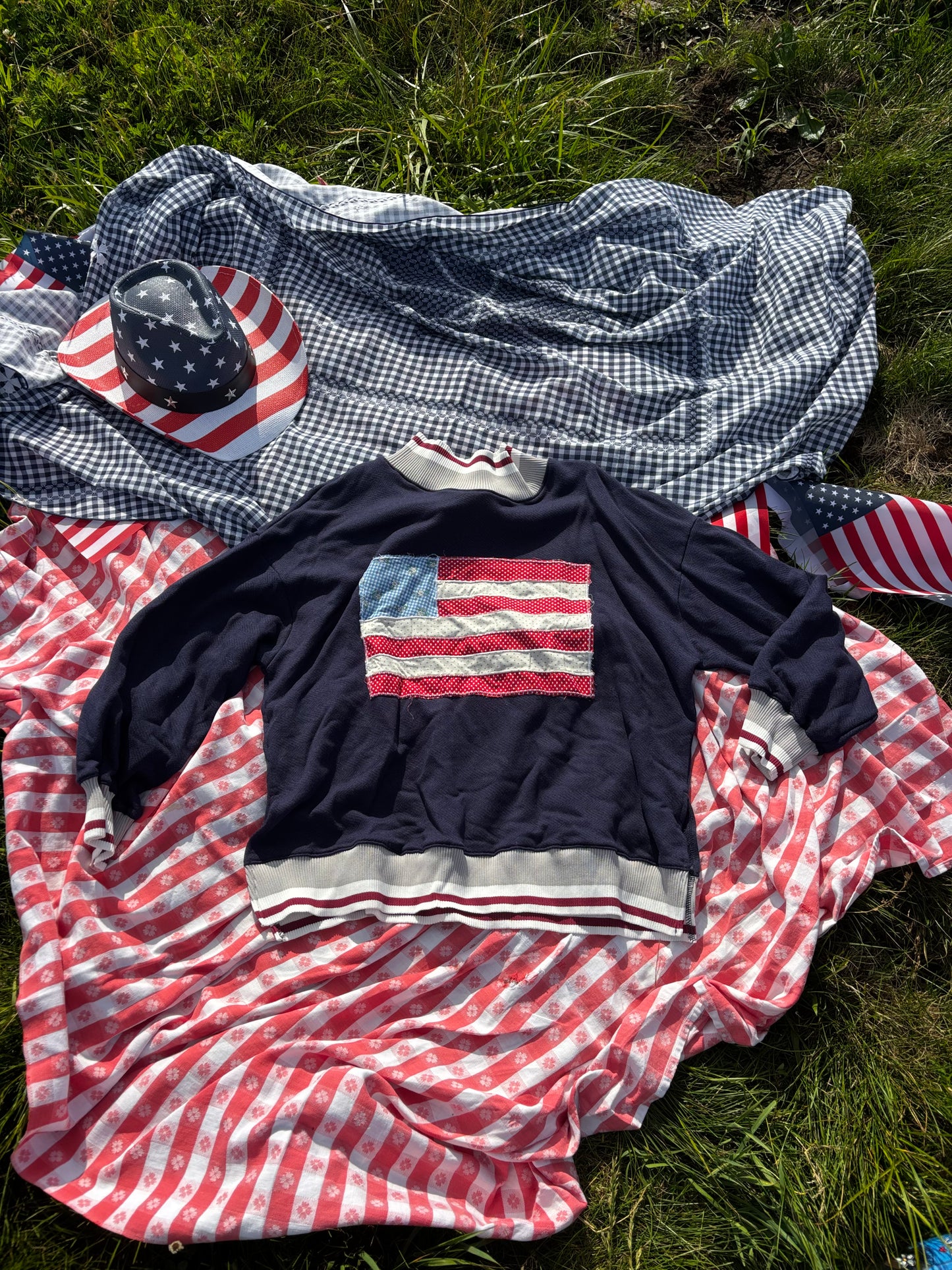 Quilted Flag Mockneck- MEDIUM