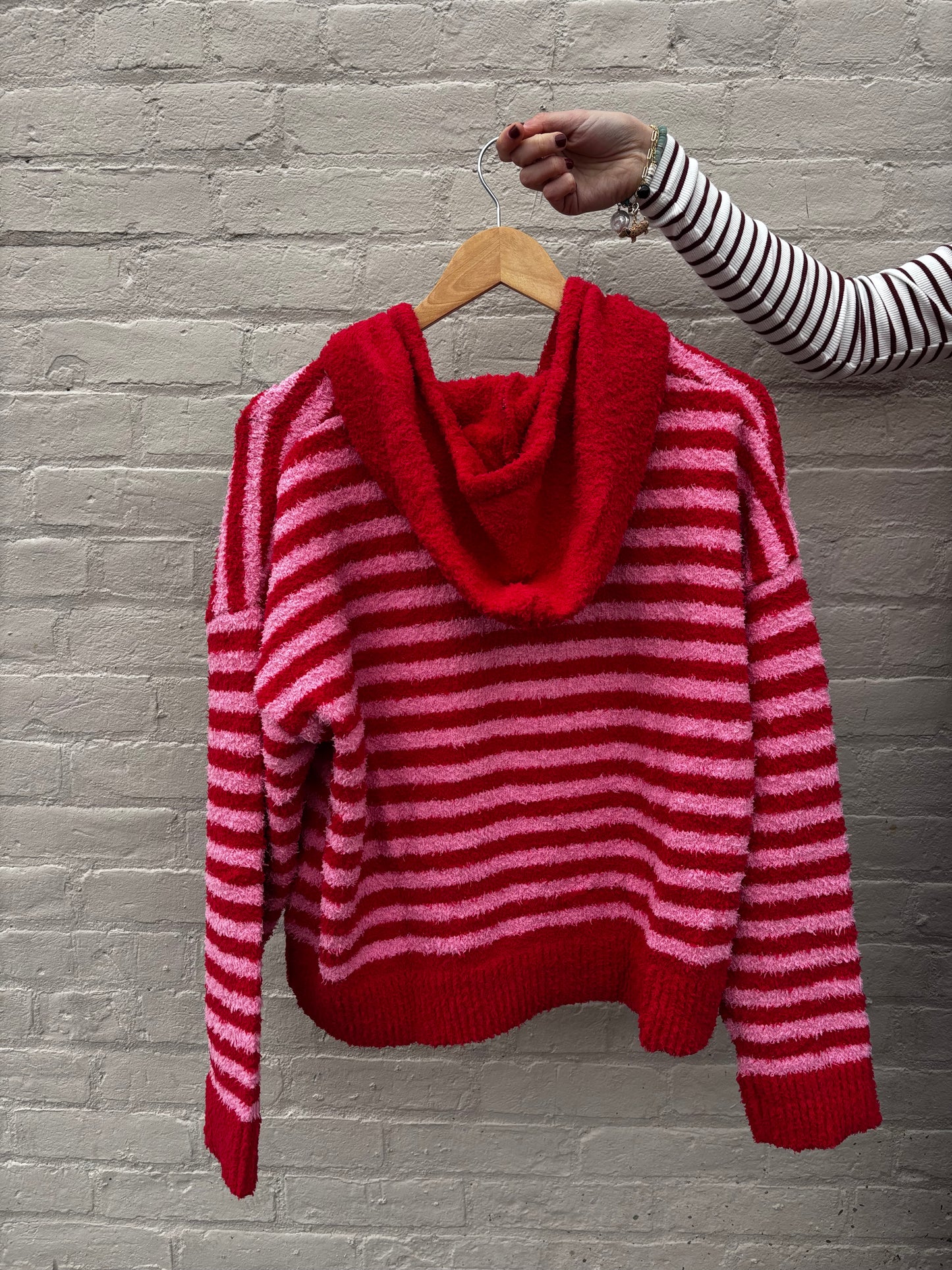 Pink and Red Striped Cardi