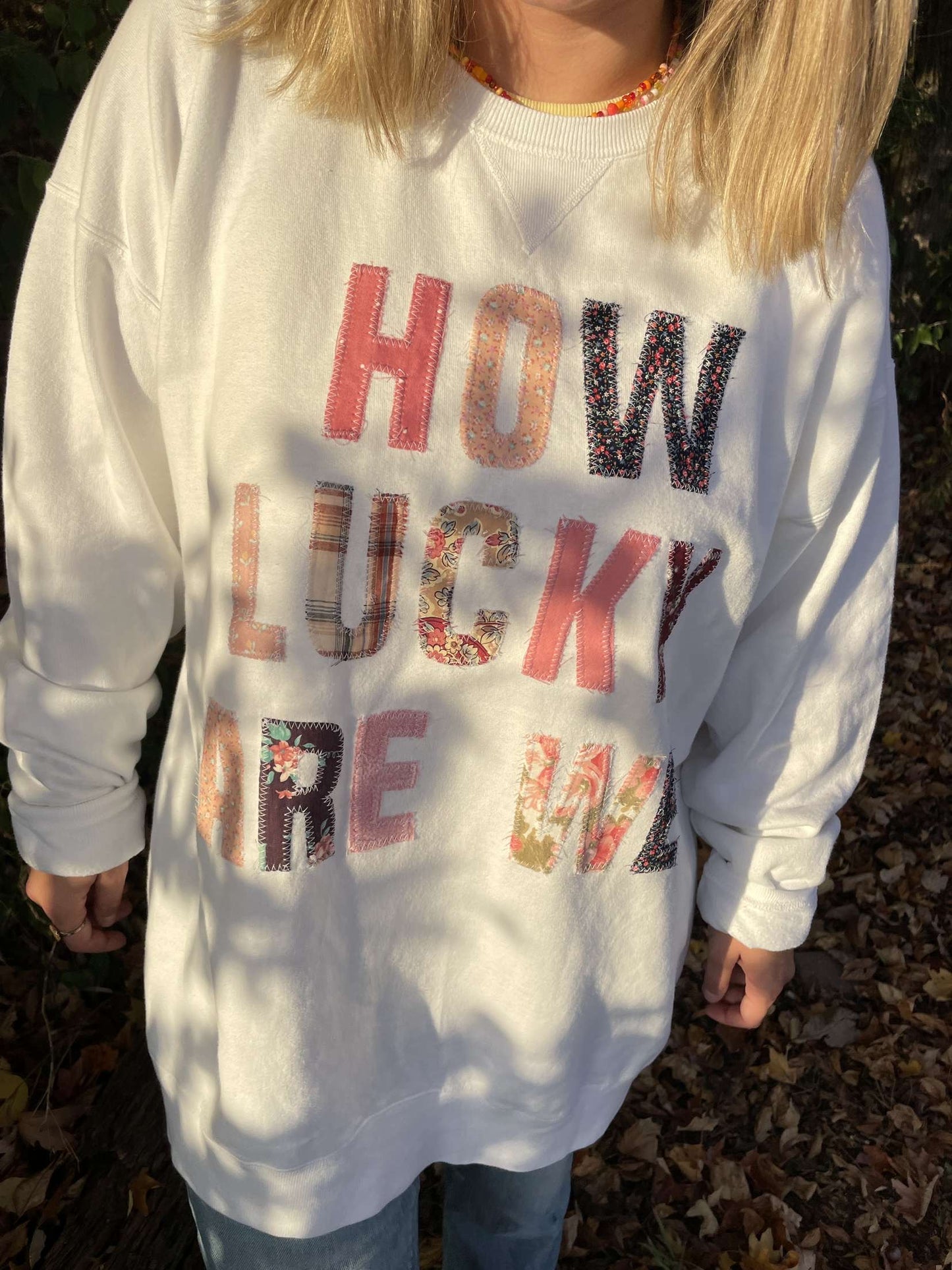 How Lucky Are We Crewneck- Pink