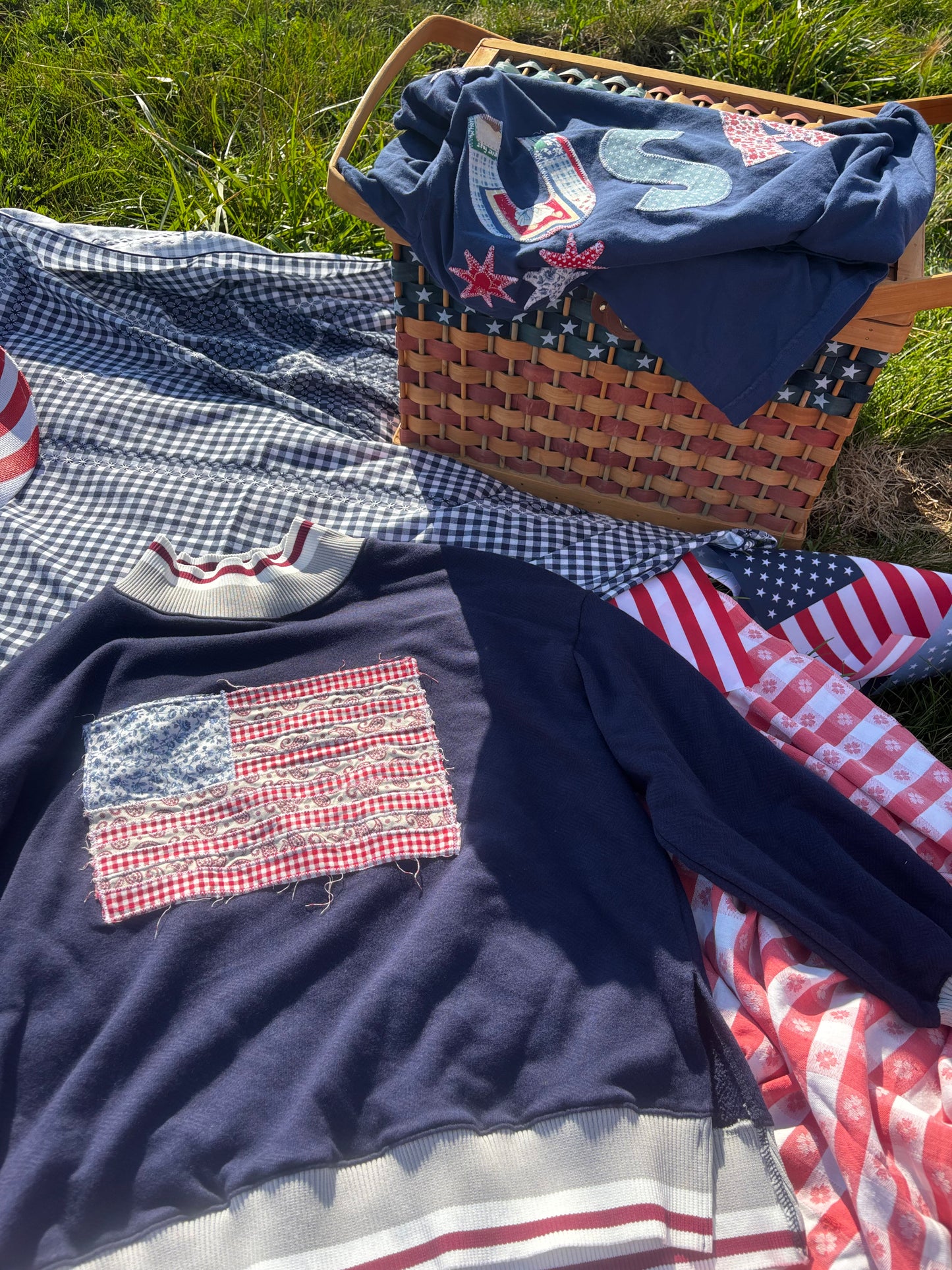 Quilted Flag Mockneck- SMALL