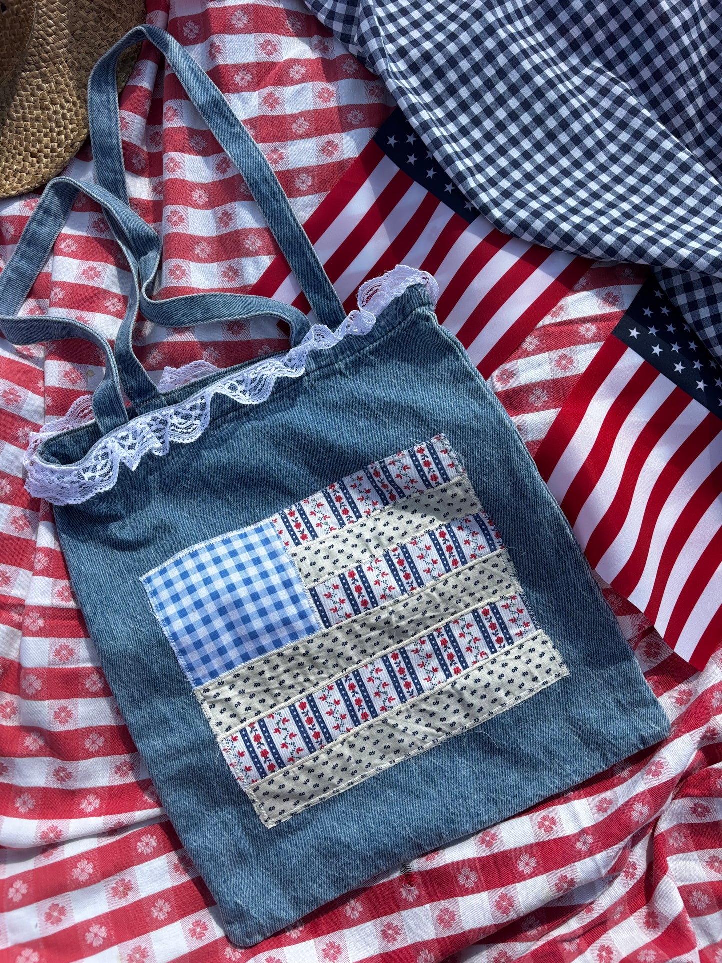 Quilted Flag Denim Totebag