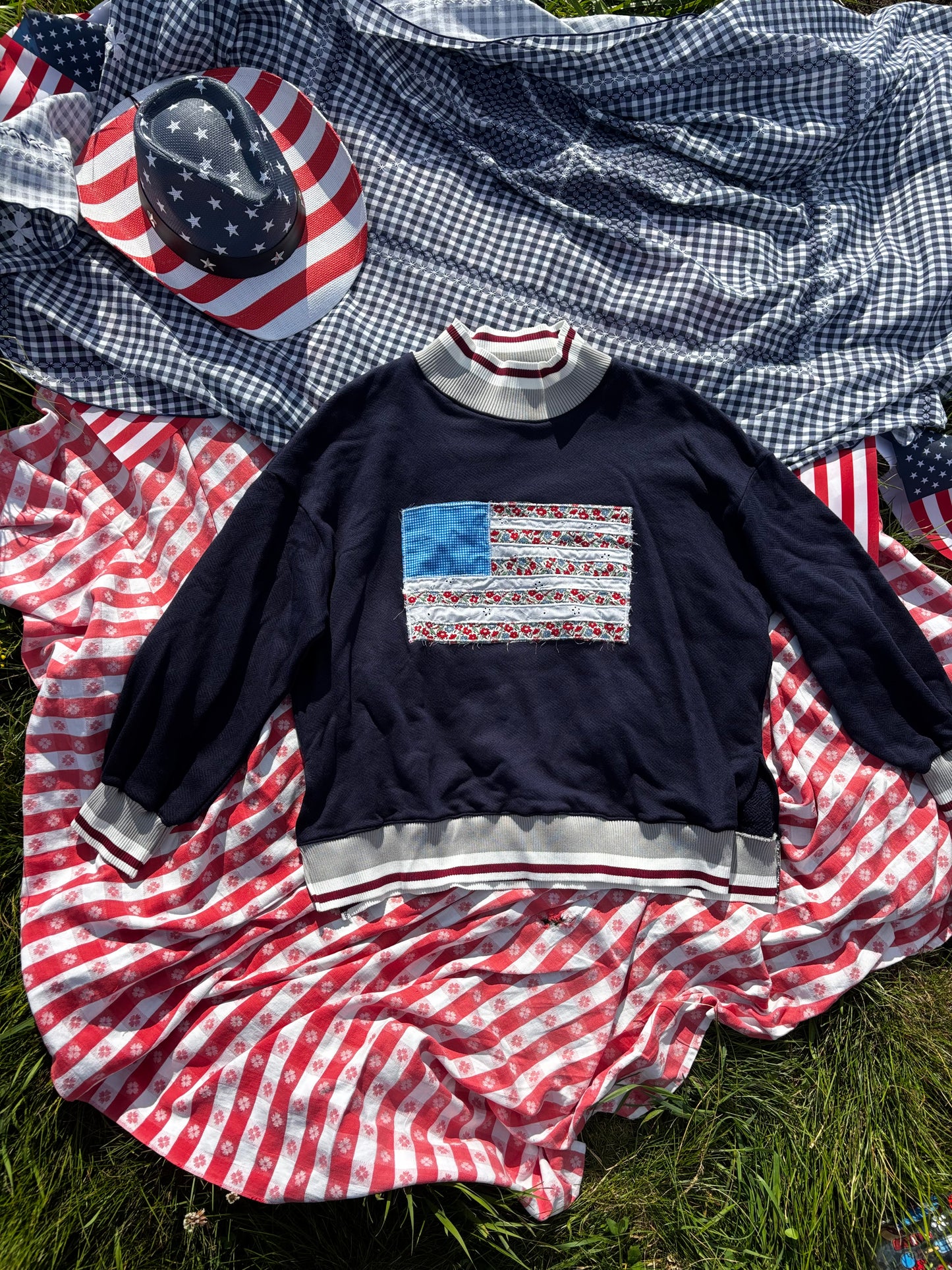 Quilted Flag Mockneck - MEDIUM
