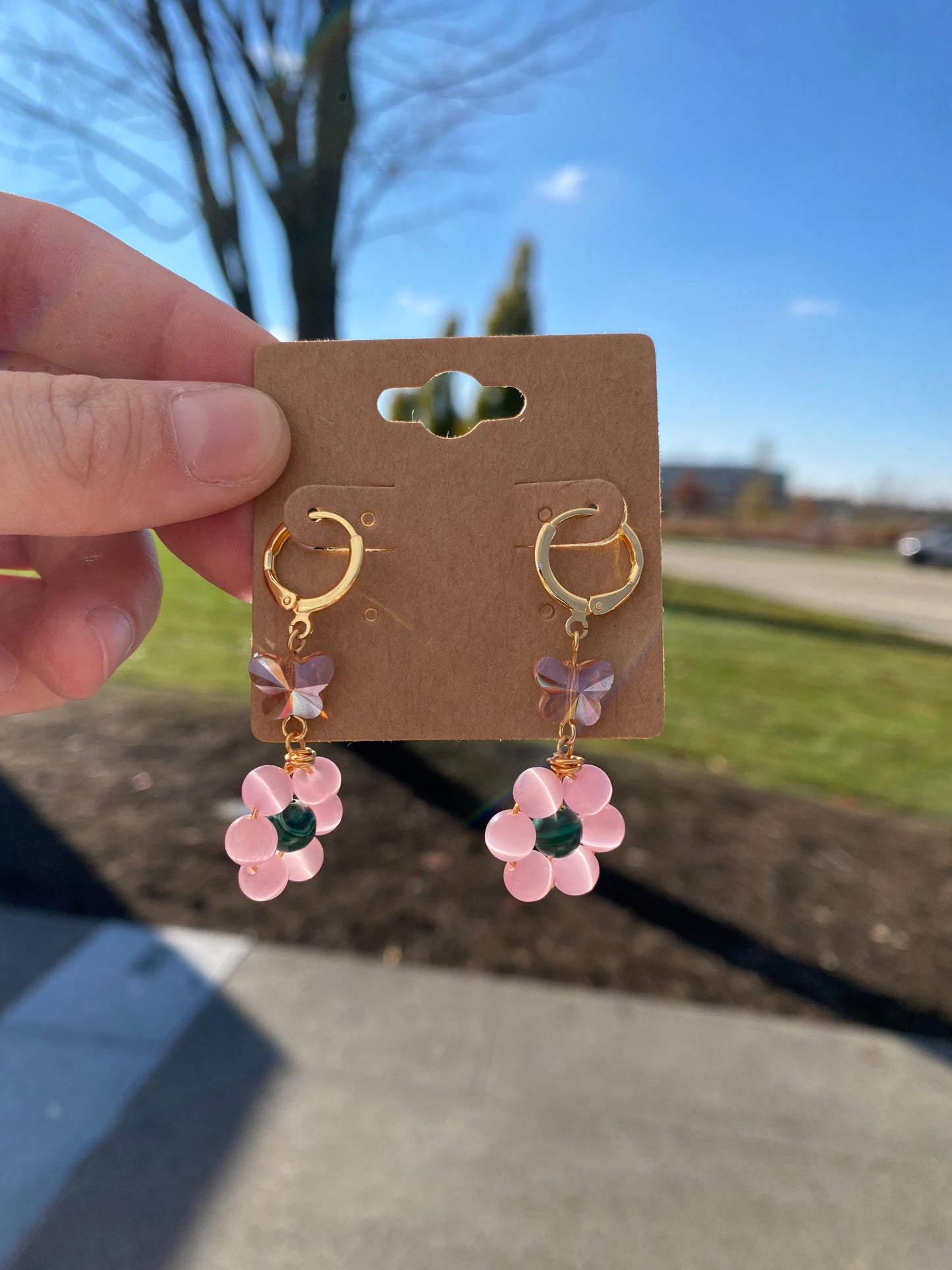 Sweet Pink Flower Earrings