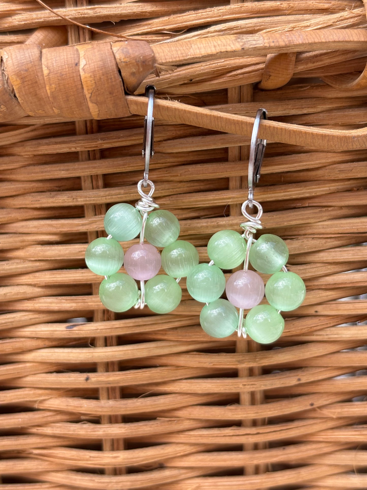 Green Flower Earrings