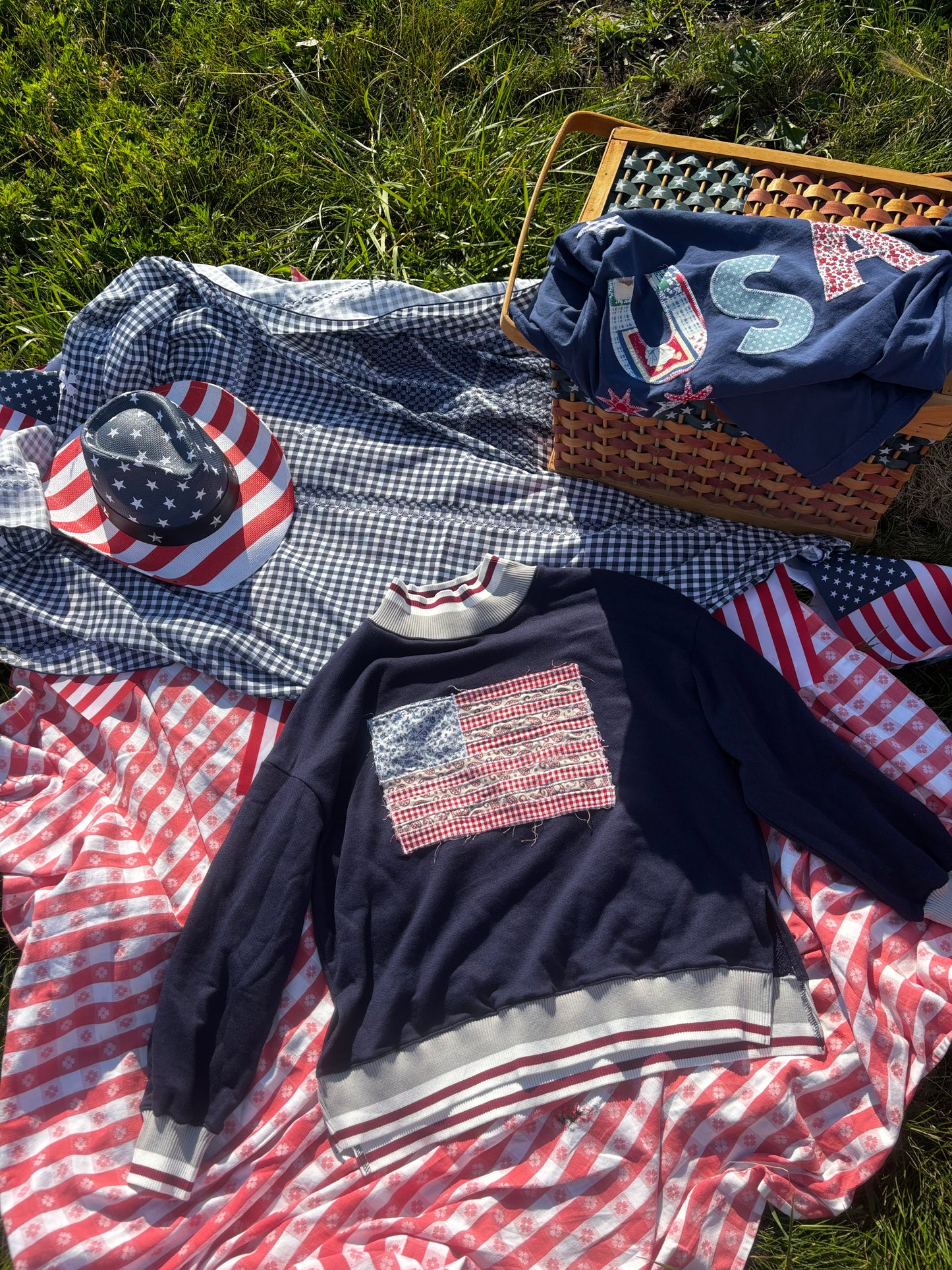 Quilted Flag Mockneck- SMALL