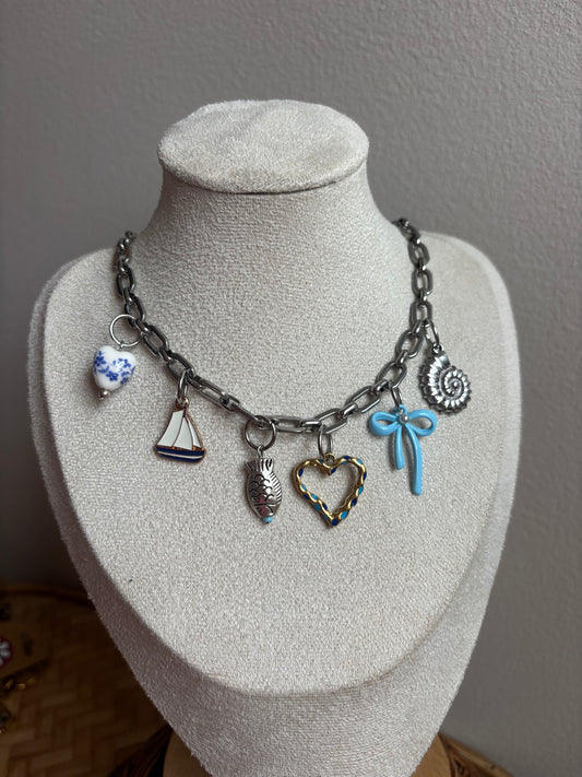 Navy Charm Necklace