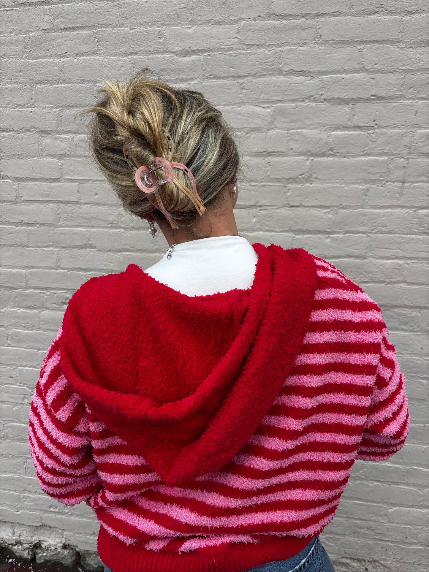 Pink and Red Striped Cardi
