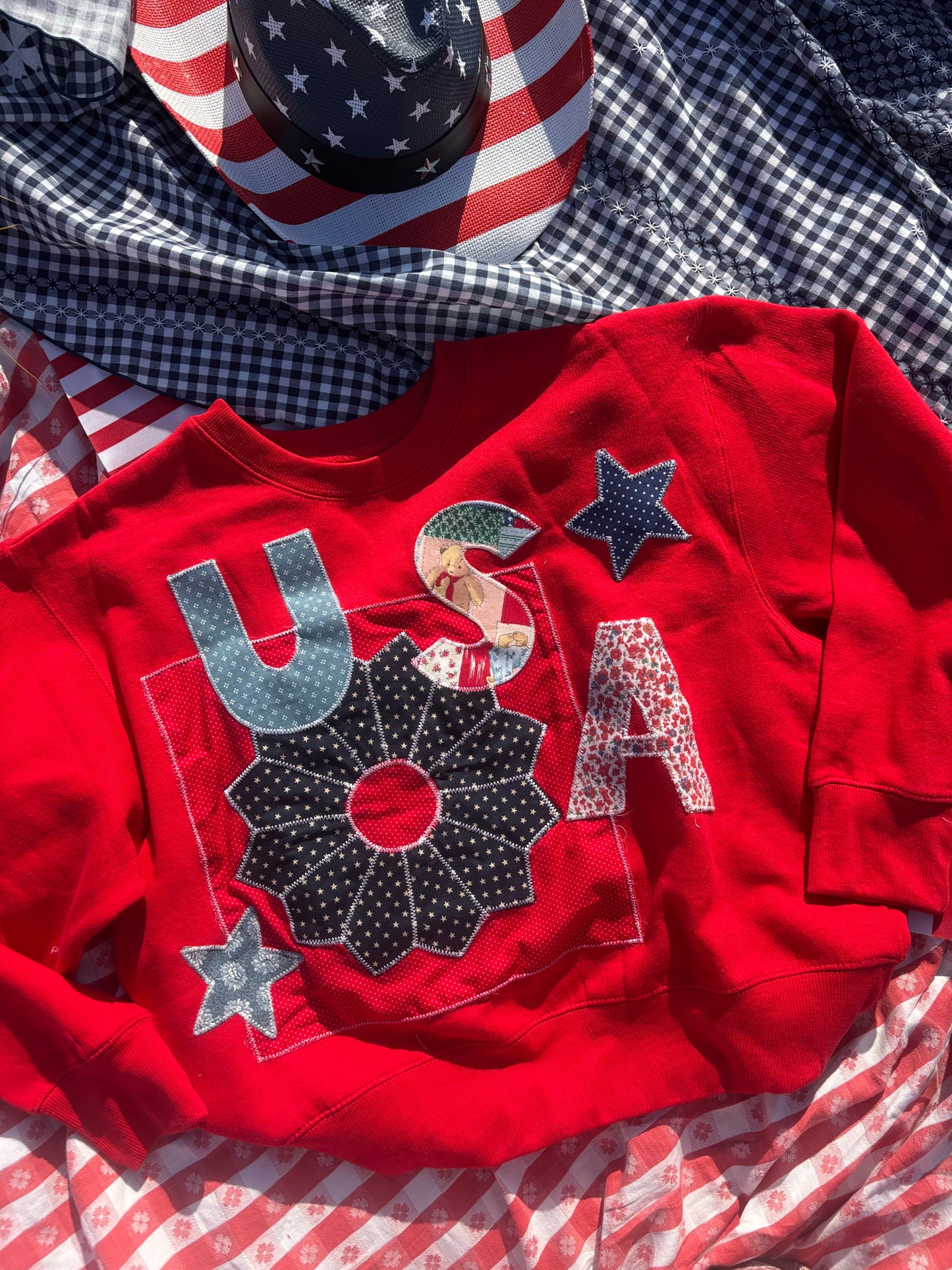 Quilted USA Crewneck - Small