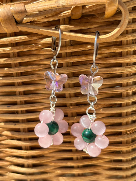 Sweet Pink Flower Earrings