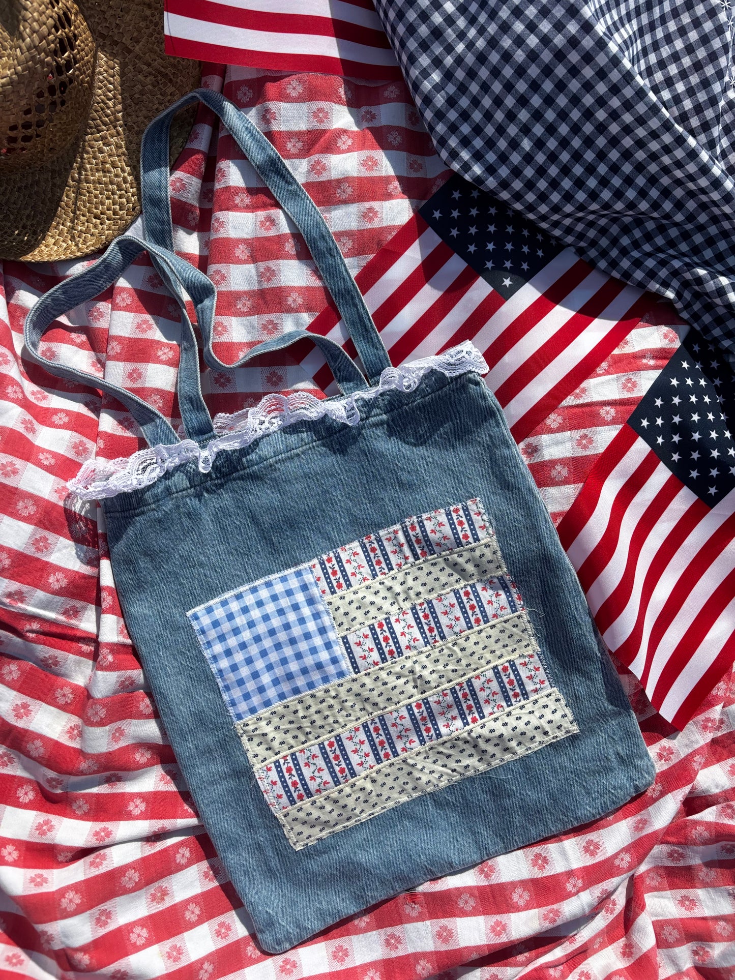 Quilted Flag Denim Totebag