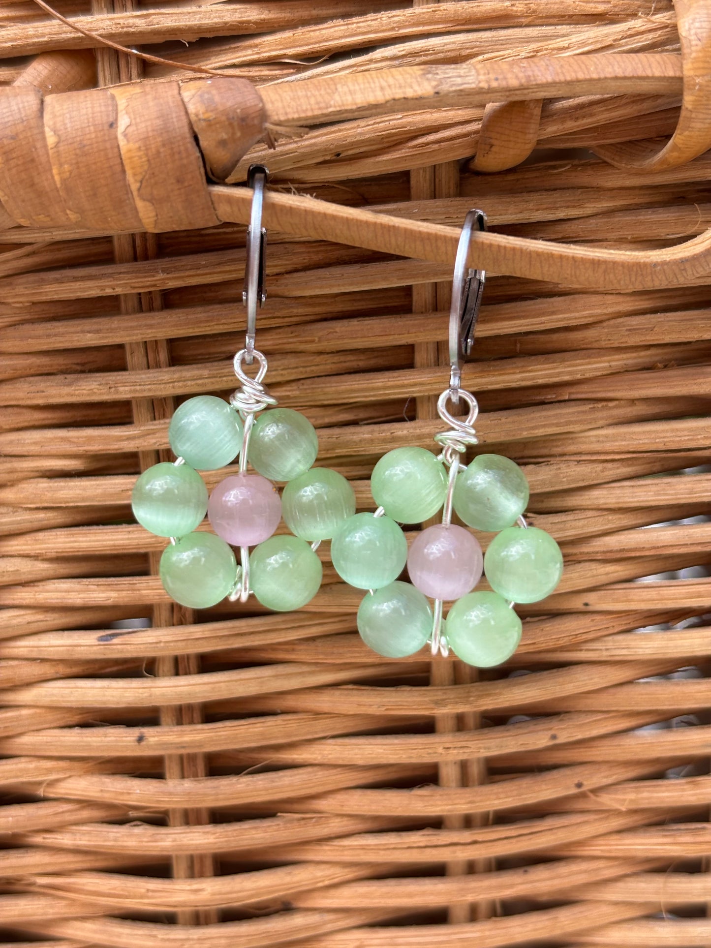 Green Flower Earrings