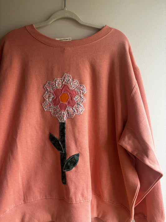 Grandma Flower Crewneck - Coral