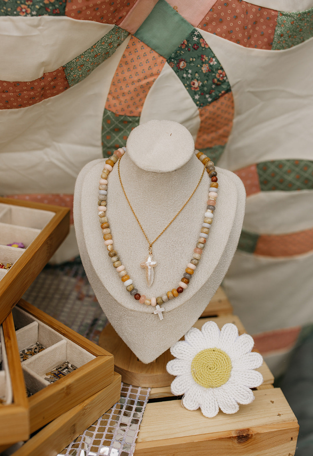 Saltwater Pearl Cross Necklace
